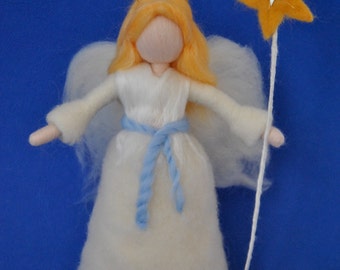 Christmas Tree Topper  Waldorf inspired soft sculpture: Angel with star