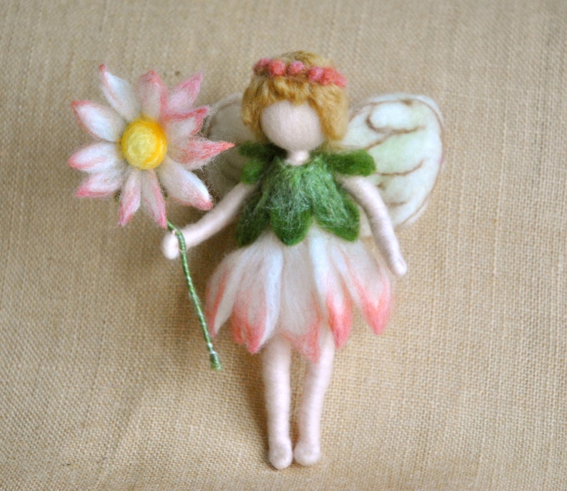 Flower Fairy Waldorf inspired needle felted doll: Daisy Fairy image 2