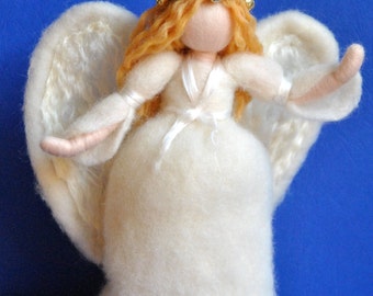 Christmas Tree Topper Waldorf Inspired : Angel with crown MADE TO ORDER