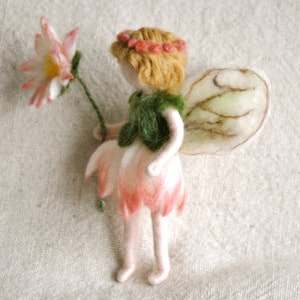 Flower Fairy Waldorf inspired needle felted doll: Daisy Fairy image 3