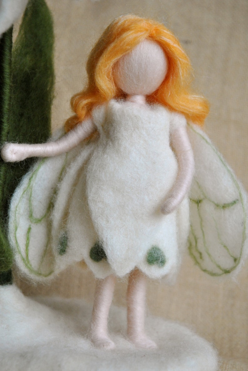 Flower Fairy Waldorf Inspired Needle Felted Doll the Snowdrop Etsy