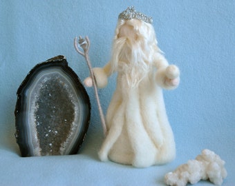 Waldorf inspired Needle felted /Standing doll: King Winter with crown