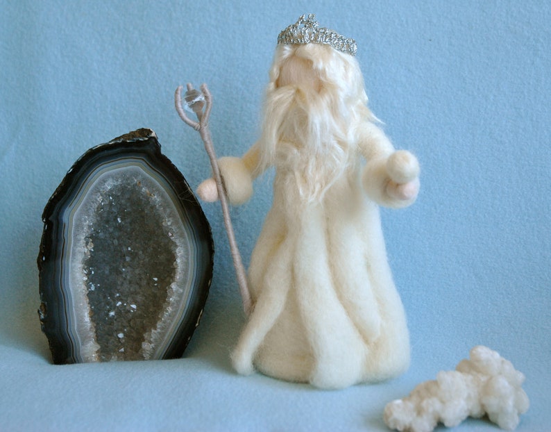 Waldorf inspired Needle felted /Standing doll: King Winter with crown image 1