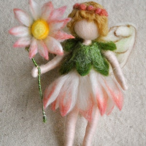 Flower Fairy Waldorf inspired needle felted doll: Daisy Fairy image 5