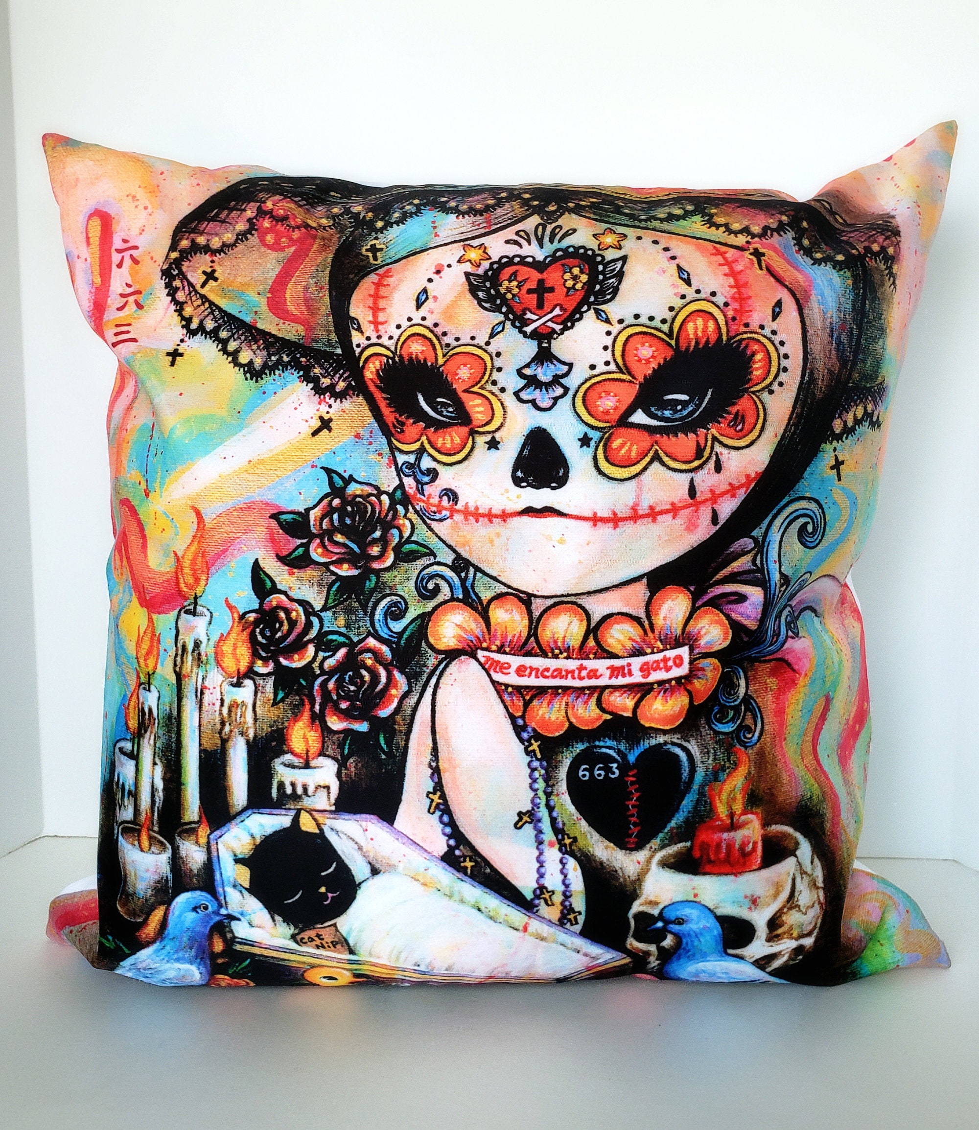 Mimi Mao Day of the Dead Throw Pillow Cover Dia De Los Muertos Cushion Cover Etsy Australia