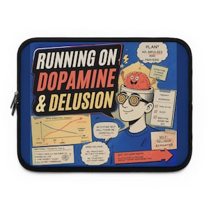 Running on Dopamine Laptop Sleeve, Funny ADHD Computer Case, Neurodivergent Tech Accessories, Sarcastic WFH Gift, Comic Art Laptop Bag