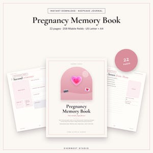 Pregnancy Memory Book Printable, Pregnancy Journal, Announcement Card, Milestone Cards, Bump Tracker, Letter to Baby, Fillable PDF