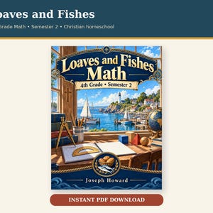 Fourth Grade Math Workbook, Christian Homeschool Printable Curriculum, Semester 2 with Answer Key
