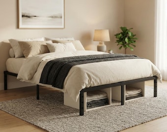 Full Metal Platform Bed Frame, 18 Inch Heavy Duty Bed with Under Bed Storage, Black Minimalist Bed Frame, Squeak Resistant