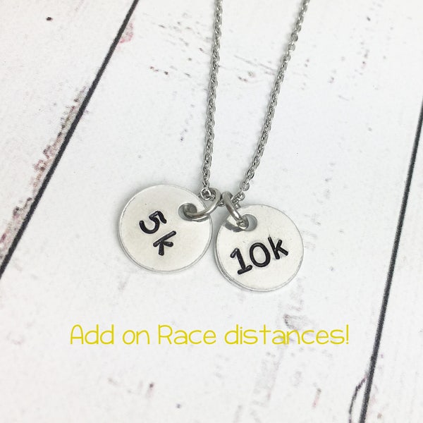 Race Distance Add-On Necklace - 5k 10k 13.1 26.2 Necklace - Runner Necklace - Runner Jewelry - Running Necklace - Race Jewelry