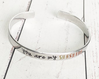 You Are My Sunshine Stamped Cuff Bracelet - Gift for Mom - Gift for Daughter - Sunshine Bracelet - Hand Stamped Cuff - Hand Stamped Bracelet