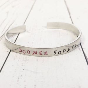 Boomer Sooner Hand Stamped Cuff Bracelet - Hand Stamped Cuff - Hand Stamped Bracelet - Sooners Bracelet -Sooners Jewelry - Oklahoma Bracelet