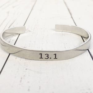 13.1 Half Marathon Hand Stamped Cuff Bracelet -Hand Stamped Cuff - Hand Stamped Bracelet - Runner Bracelet - Gift for Runner-Running Jewelry