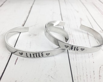 Big Little Sorority Cuff Bracelet Set - Big Little Sister Bracelets - Sorority Sister Gift - Hand Stamped Cuff - Hand Stamped Bracelet