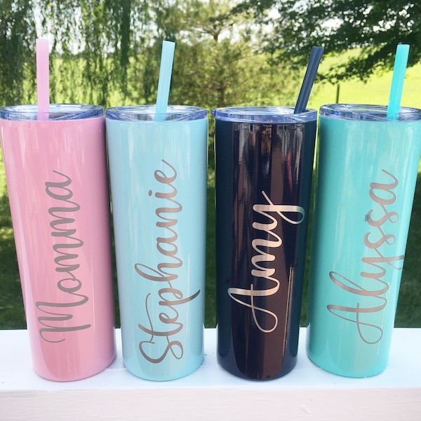 Personalized Laser Engraved Skinny Tumblers - Skinnies - Custom Tumbler - Engraved Tumbler - Custom Skinny Tumbler - Stainless Steel