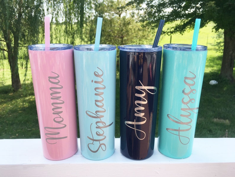 Personalized Laser Engraved Skinny Tumblers - Skinnies - Custom Tumbler - Engraved Tumbler - Custom Skinny Tumbler - Stainless Steel image 1