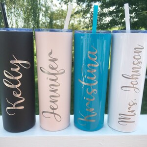 Personalized Laser Engraved Skinny Tumblers - Skinnies - Custom Tumbler - Engraved Tumbler - Custom Skinny Tumbler - Stainless Steel image 2