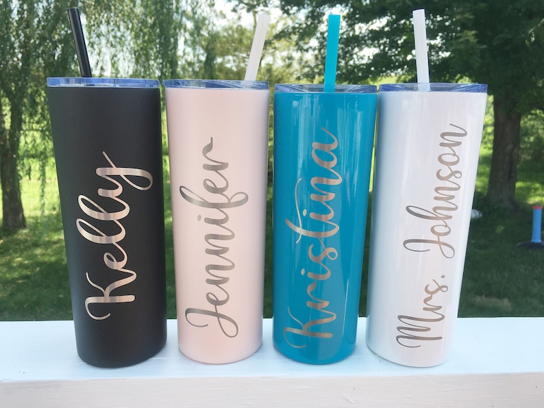 Personalized Laser Engraved Skinny Tumblers - Skinnies - Custom Tumbler - Engraved Tumbler - Custom Skinny Tumbler - Stainless Steel image 2