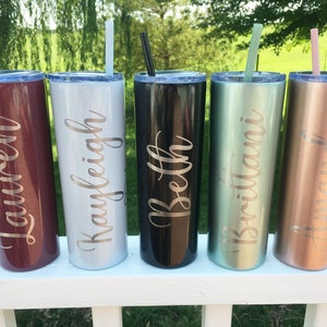 Personalized Laser Engraved Skinny Tumblers - Skinnies - Custom Tumbler - Engraved Tumbler - Custom Skinny Tumbler - Stainless Steel image 3