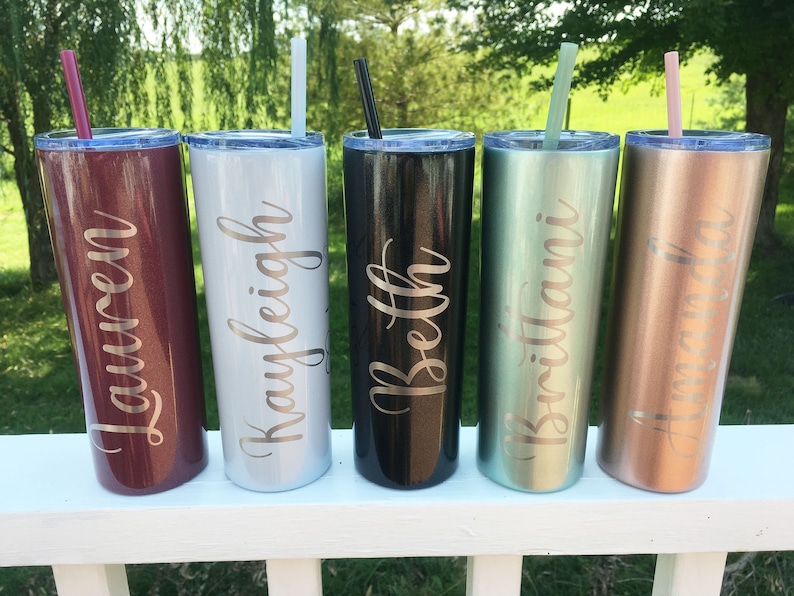 Personalized Laser Engraved Skinny Tumblers - Skinnies - Custom Tumbler - Engraved Tumbler - Custom Skinny Tumbler - Stainless Steel image 3