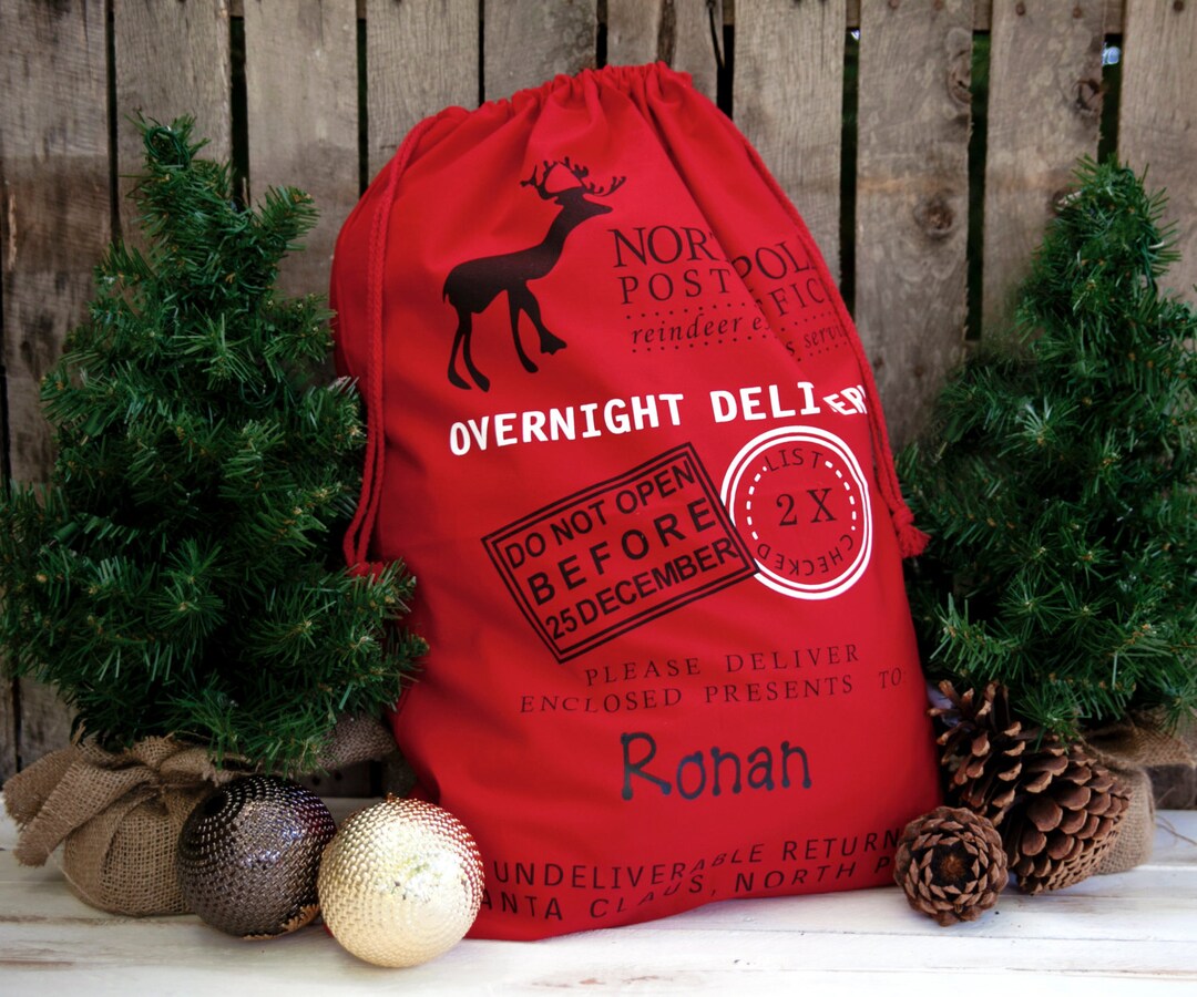 Personalized Red Canvas Santa Sack Christmas Gift Sack Santa Delivery ...