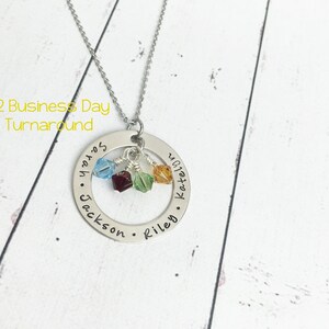 Mothers Necklace Kids Names Mom Washer Necklace Kids Birthstone Necklace Gift for Mom Mothers Gift Mom Gifts Stamped Mom Necklace image 2