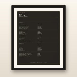SQL Cheat Sheet Poster | Database Query Reference Printable | Data Analyst Gift | Developer Wall Art Digital Download image 2