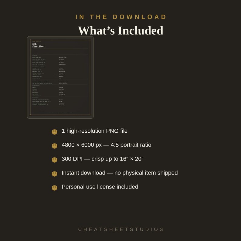 SQL Cheat Sheet Poster | Database Query Reference Printable | Data Analyst Gift | Developer Wall Art Digital Download image 5