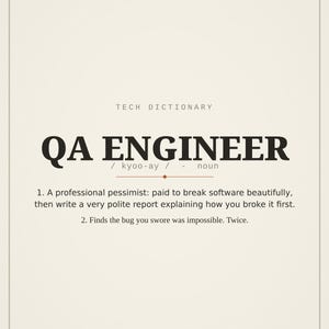 QA Engineer Definition Wall Art, Funny Software Tester Print, Quality Assurance Gift, Developer Office Decor, Instant Download