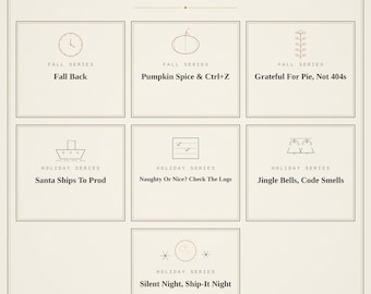 Holiday Tech Humor Bundle | 7 Funny Fall & Christmas Posters | Programmer Developer Gift | Office Wall Decor Digital Download