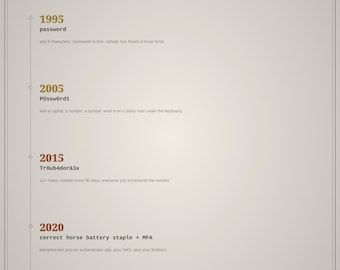 Password Requirements Through the Ages Poster | Funny Cybersecurity Wall Art | Developer Programmer Gift | Office Decor Digital Download
