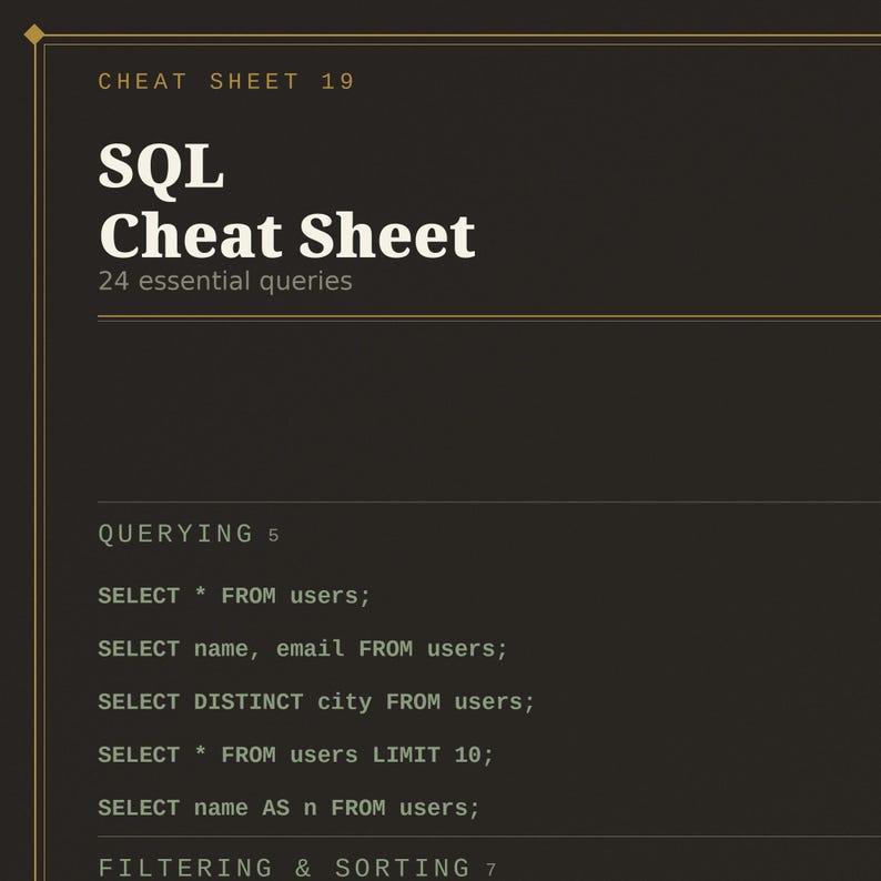 SQL Cheat Sheet Poster | Database Query Reference Printable | Data Analyst Gift | Developer Wall Art Digital Download image 4