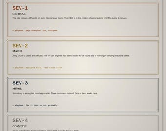 Incident Severity Levels Translated Poster | Funny DevOps SRE Wall Art | On-Call Engineer Gift | Tech Humor Office Decor Digital Download