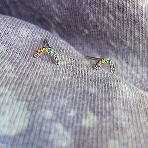 Silver Mini Rainbow Studs