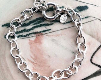 Silver Chunky Link Charm Bracelet