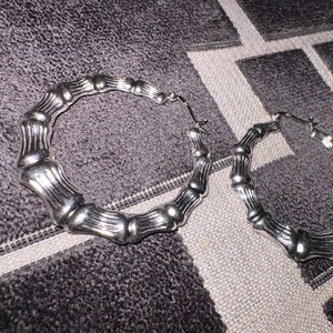 Silber Bambus Creolen 50 mm