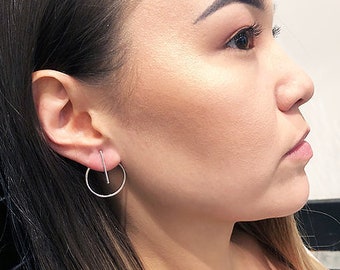 Bar and Circle Jacket Earrings