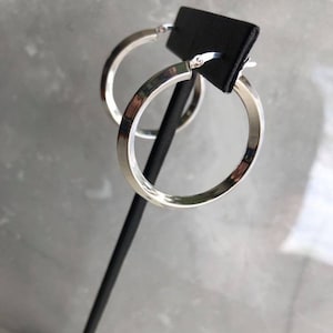 Silver Squared Hoops