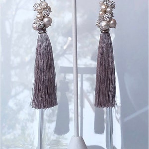 Gem Cluster and Tassel Earrings