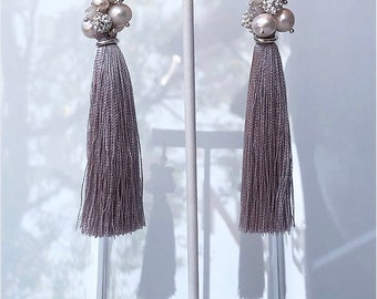 Gem Cluster and Tassel Earrings