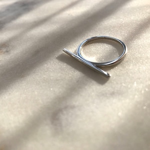 Silver Horizontal Flat Bar Ring
