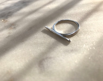 Zilveren platte staafring