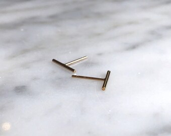 14k Gold Filled Skinny 'T Bar' Studs