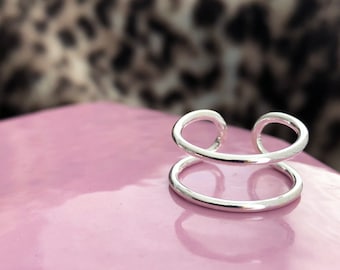 Silver Parallel Open Bar Ring