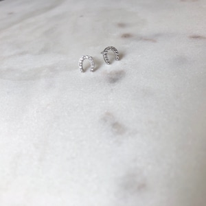 Silver Lucky Horseshoe Studs