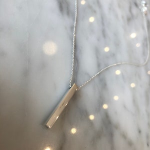 Silver Squared Vertical Bar Necklace