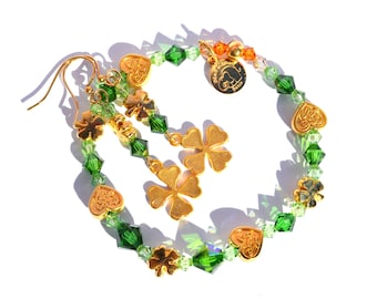 St. Patrick's Day Jewelry Set, Shamrock, Swarovski Crystals