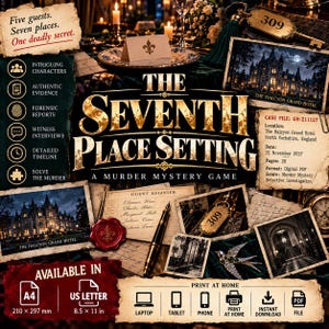 Printable Murder Mystery Game: The Seventh Place Setting Detective Case File PDF
