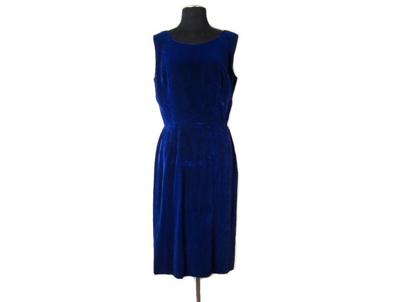 blue velvet shift dress