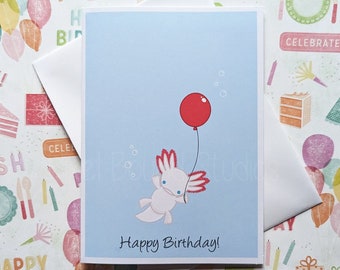 Cute Axolotl Birthday Card - Etsy UK